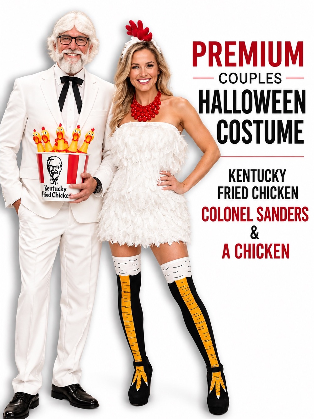 PREMIUM CUSTUM CREATED COUPLES COLONEL SANDERS & CHICKEN HALLOWEEN COSTUME 🍗🐓